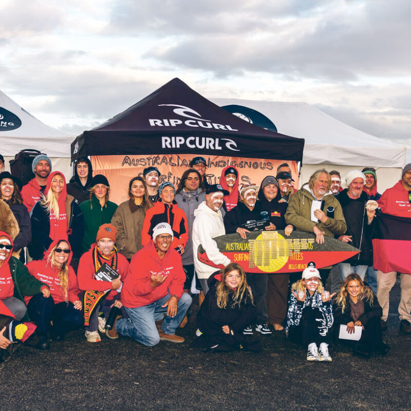 Group shot at the Rip Curl Indigenous titles held by Surfing Victoria.