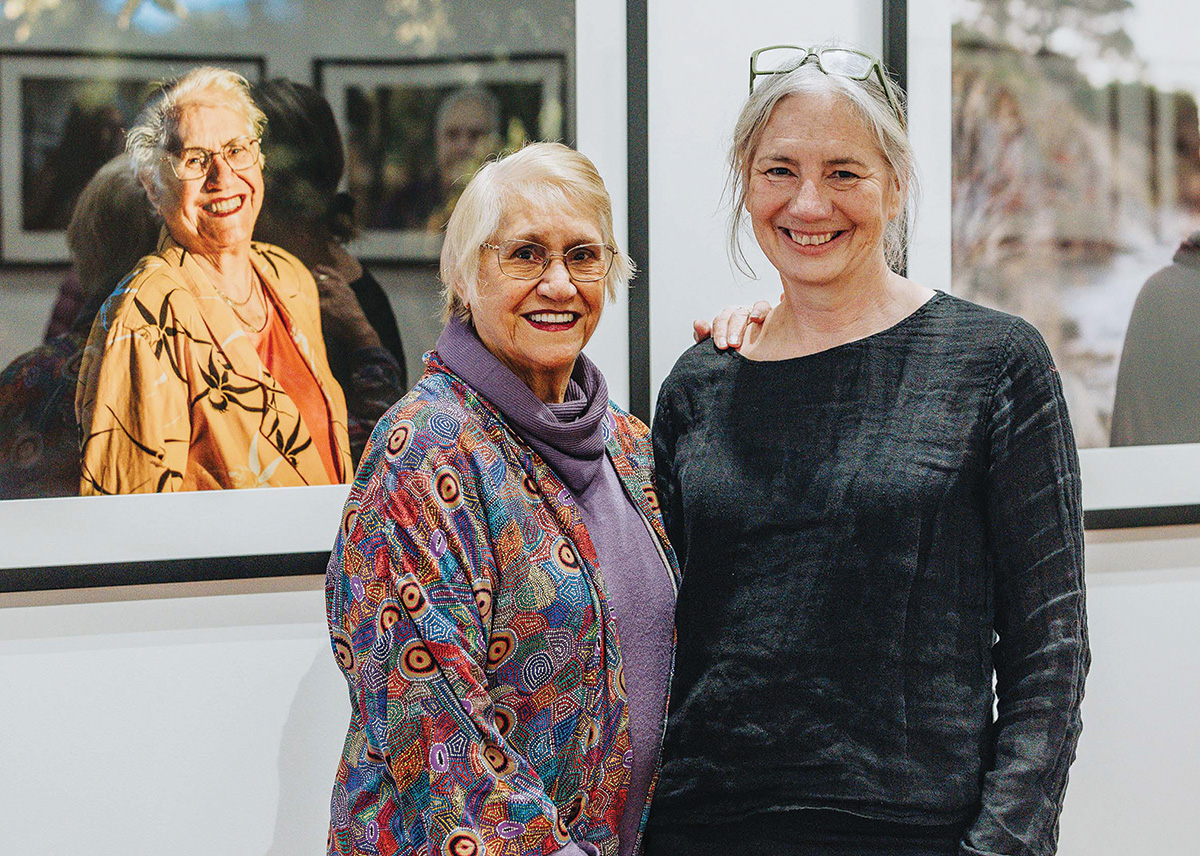 Menang Elder Carol Pettersen and photographer Nic Duncan at their Albany Town Hall exhibition. Picture: Krysta Guille.